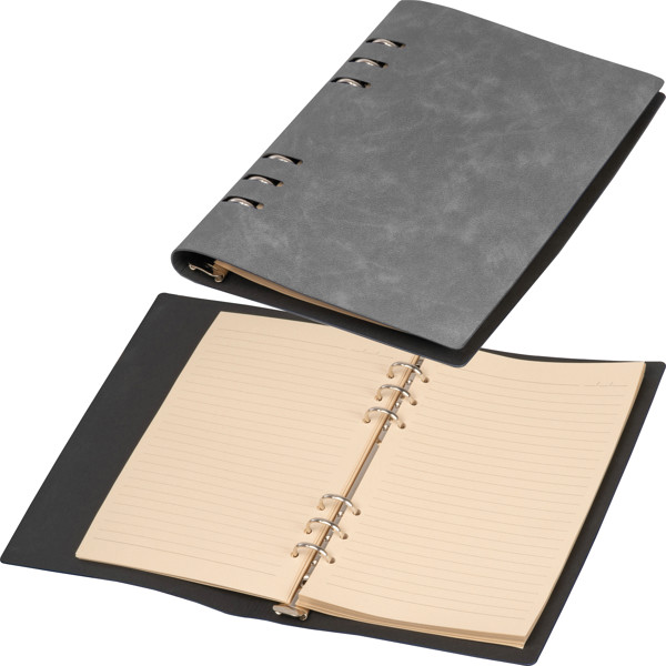 A5 ring binder with PU cover ROSARIA - Silvergrey