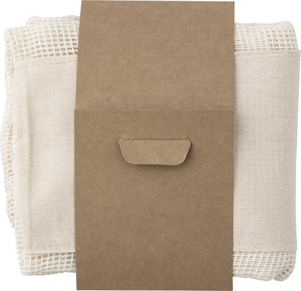 Conjunto de três sacos de malha de algodão reutilizáveis. Adele