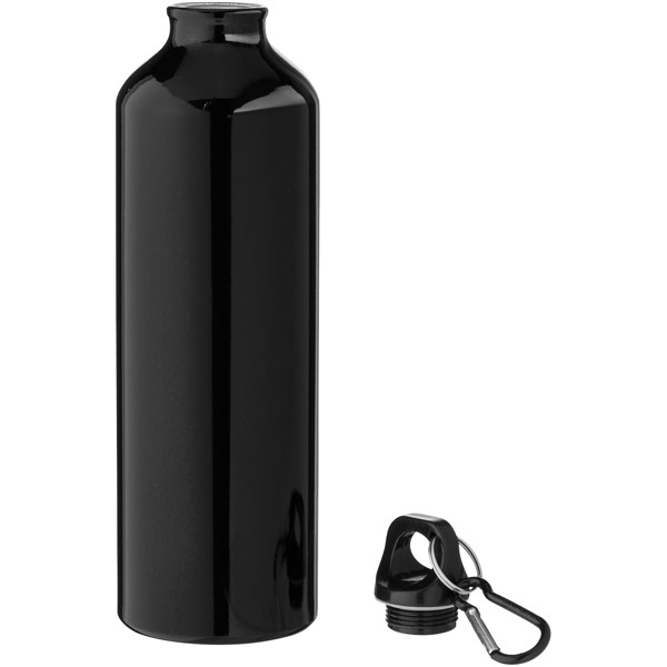 Bouteille d'eau Oregon de 770 ml en aluminium avec mousqueton - Noir