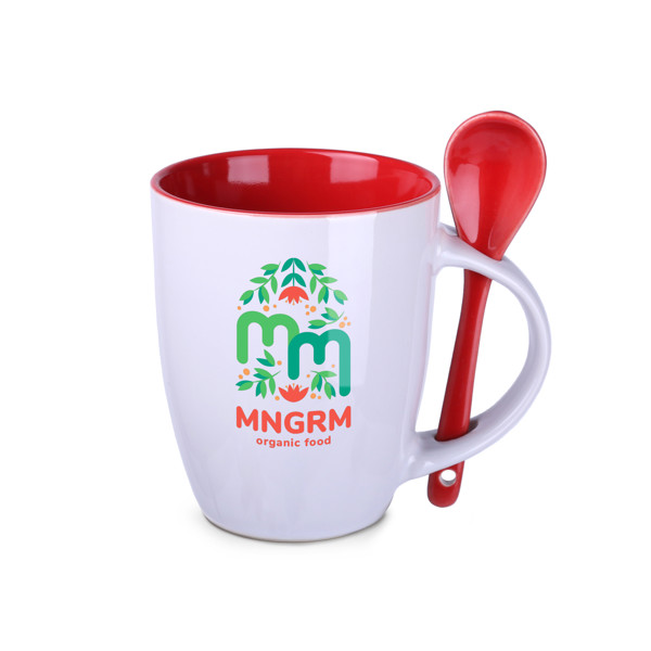 Easy ceramic mug, 99 mm height - White / Red