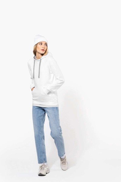 Ladies’ Contrast Hooded Sweatshirt - White / Fine Grey / XL