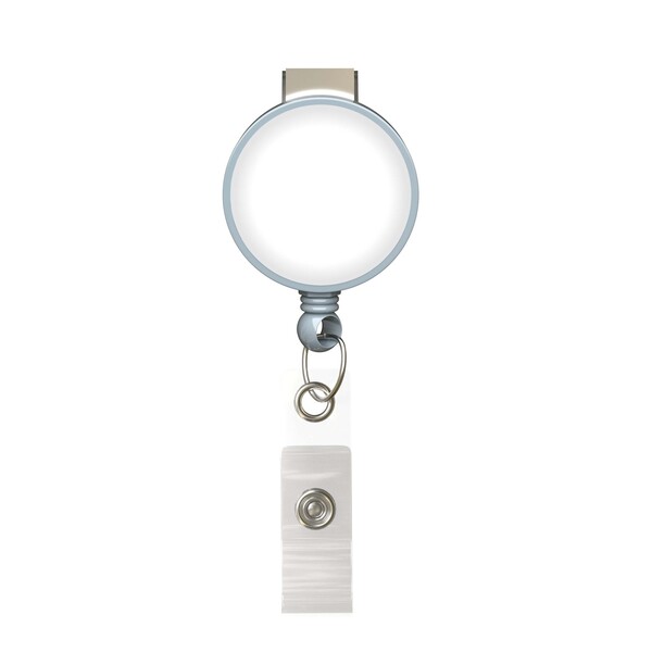Retractable badge reel in round shape with ⌀2.8cm logo - Medium Grey
