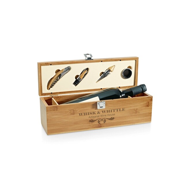 Conjunto para vinho em bambu e zinco - SYRAH