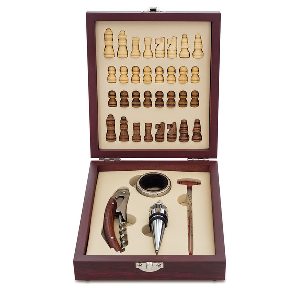 Sublime chess and wine set - Brown