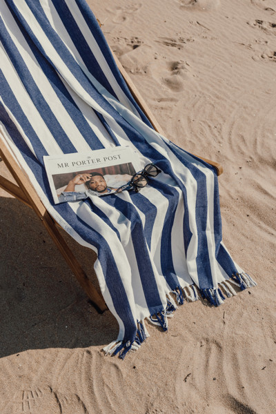 VINGA Serviette hammam GRS Ornos - Bleu / Blanc