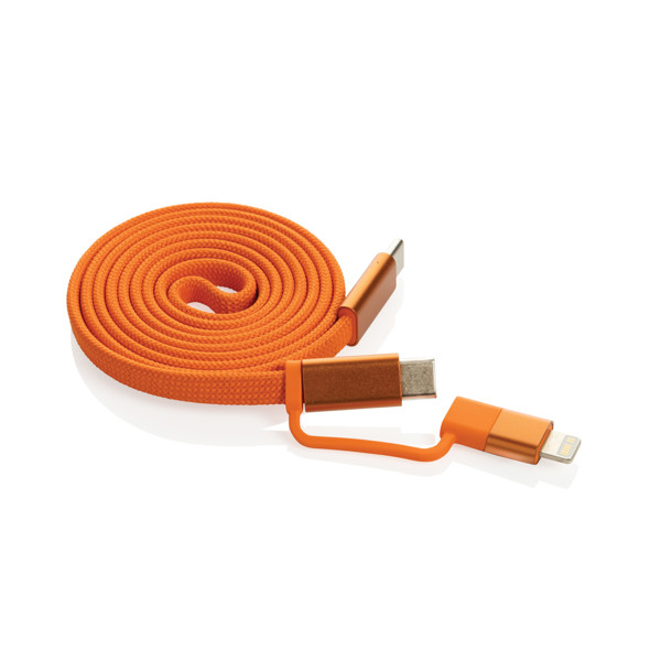 Ultra tenký magnetický nabíjecí kabel 60W 2 v 1 - Oranžová