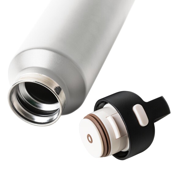 Recycled stainless steel double-walled bottle (600 ml) Mace - White