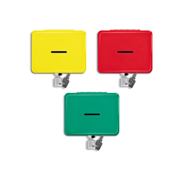 TIRELIRE BOITE METALLIQUE A CLE - Jaune