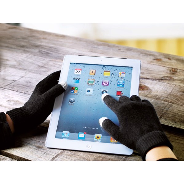 Tacto touchscreen gloves, acrylic, stainless tips - Black