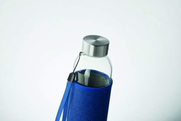 Steklena športna steklenica Utah Denim 500 ml, torbica iz neoprena