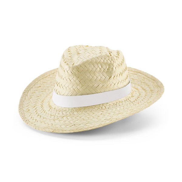 EDWARD RIB. Chapeau en paille naturelle avec ruban sublimé