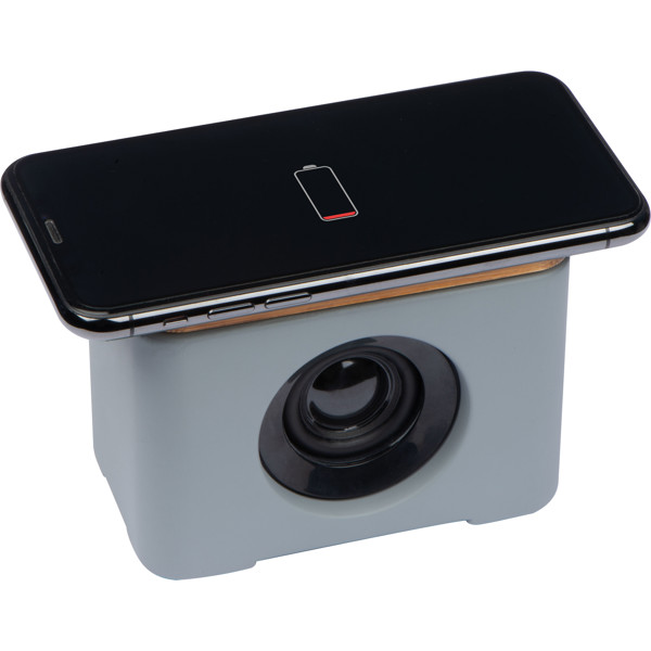 Bluetooth speaker with inductive charger PILAR - Silvergrey