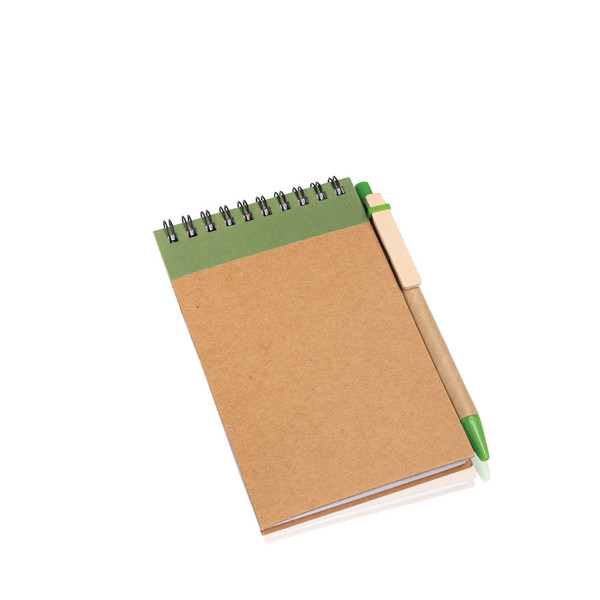 Bloc-Notes A6 En Carton, Avec Stylo À Bille - Olive Vert