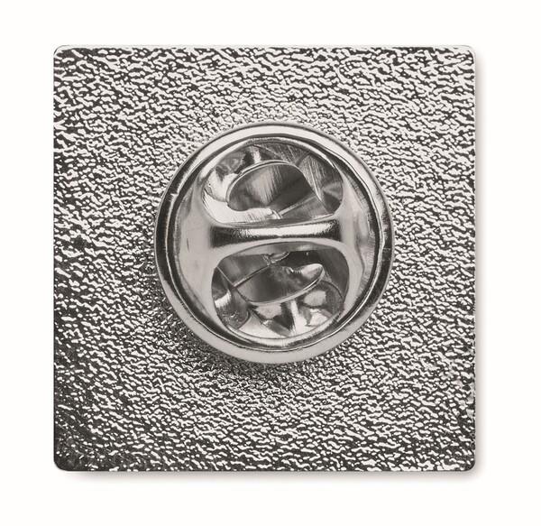 Square metal lapel pin with doming - Nickel / Tissue paper wrapping