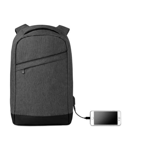 2 tone backpack incl USB plug Berlin - Black