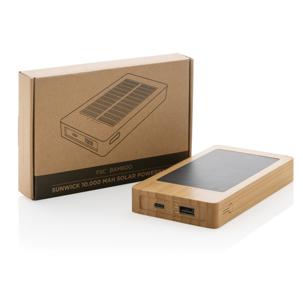 XD Collection solar powerbank 10000 mAh, bambus