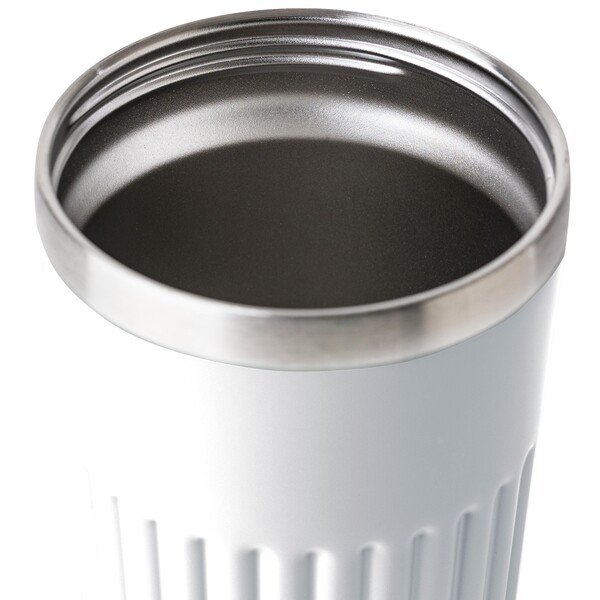 Recycled stainless steel travel mug (400 ml) Chiara - White