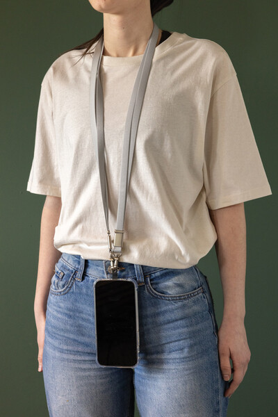 Nivo RCS recycled PET Crossbody lanyard - Grey