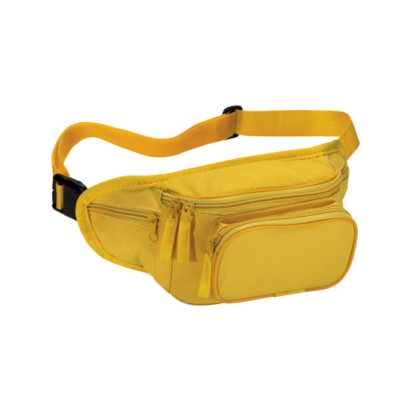 600D Polyester 5-Pocket Waist Bag With Adjustable Waist Strap And Clip Closure - Yellow