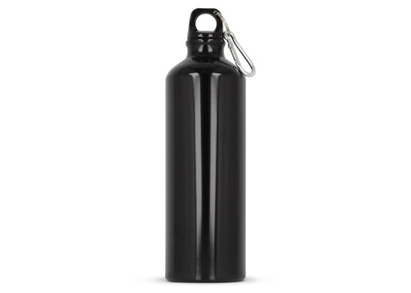 Water bottle aluminum with carabiner 750ml - Black