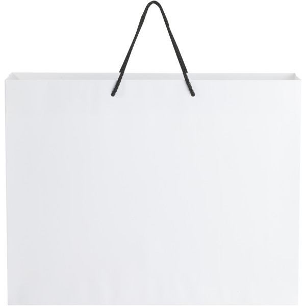 Ročno izdelana papirnata vrečka XXL 45x10x35 cm, 170 g/m2 - Bela / enobarvna črna