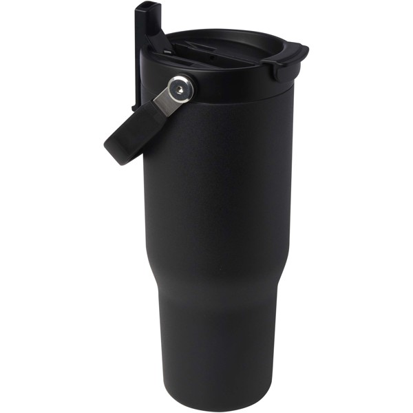 Bronx 900 ml RCS recycled stainless steel copper vacuum insulated tumbler with dual function lid - Black