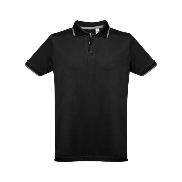 Brindes Promocionais THC ROME. Polo bicolor para homem em algodão - Preto /  2XL MaisBrindes