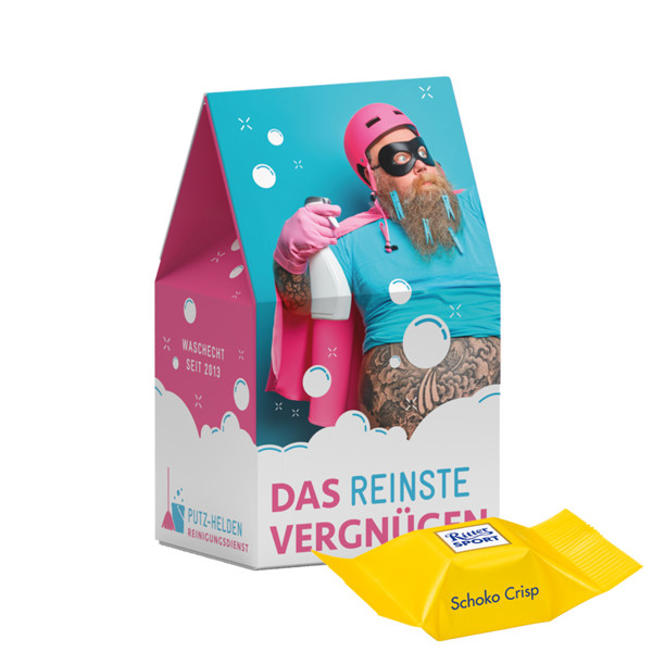 Stand- Up box, Ritter SPORT chocolate cubes chocolate crisp | 2 Ritter SPORT chocolate cubes chocolate crisp (only unmixed), 16 g