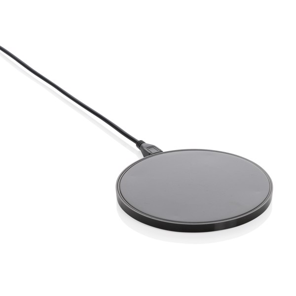 RCS standard recycled plastic 10W wireless charger - Black