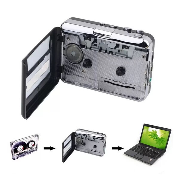 Cassette player with USB-to-MP3 converter