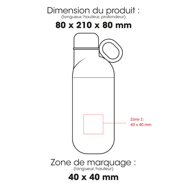 HOOKIPA M - BND877M - Bouteille et gobelet 2 en 1 (500 ml / 370 ml) Double paroi en acier inoxydable recyclé et ABS