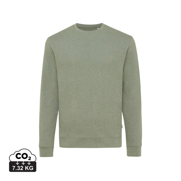 Pull à col rond en coton recyclé non teinté Iqoniq Denali - Heather Green / XXL