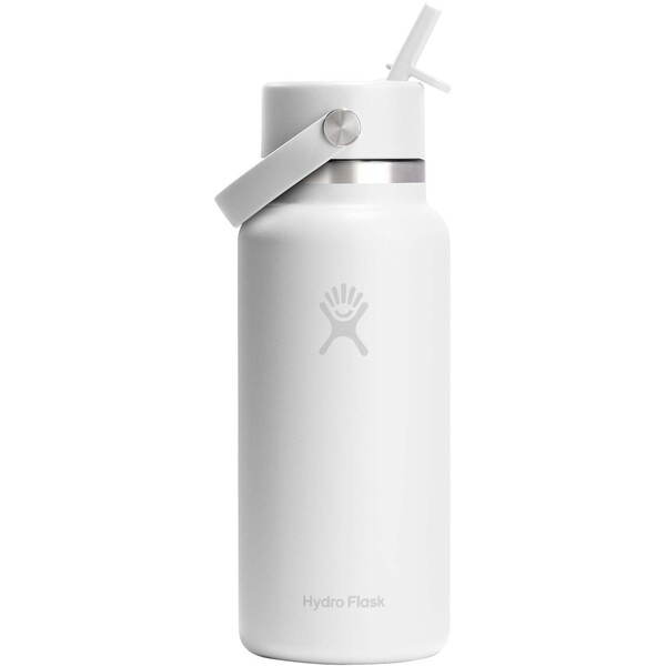 Hydro Flask Wide Mouth 946 ml insulated stainless steel water bottle with straw cap - Black
