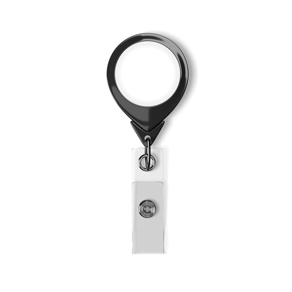 Zwijany identyfikator w kształcie kropli wody z logo ⌀2,5 cm - Klips do paska