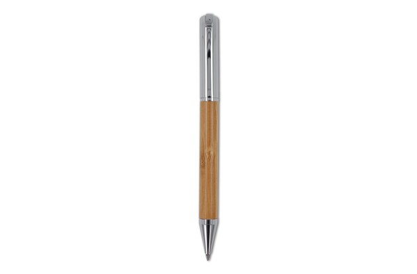 Metal ball pen and rollerball set bamboo in gift box