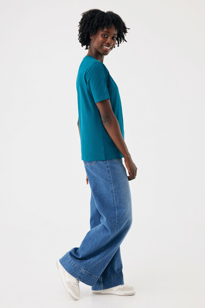 Tričko IQONIQ Brett z recykl. bavlny - Dark Teal / XS