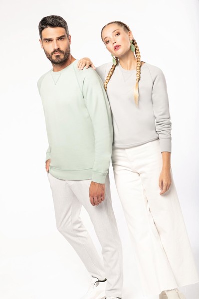 Ladies’ Organic Cotton Crew Neck Raglan Sleeve Sweatshirt - Snow Grey / S
