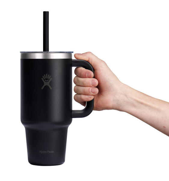 32 OZ TRAVEL TUMBLER CLEAR LID BLACK
