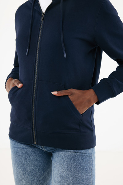 Mikina na zip s kapucí IQONIQ Abisko z recykl. bavlny - Námořní Modř / 5XL