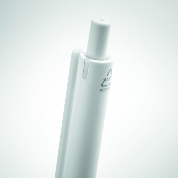 Recycled ABS push button pen Side - White