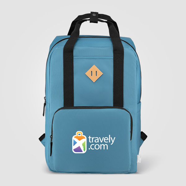 Sac à dos Majesty, sangle réglable, nylon 300D rPET, 38 cm - 16 L - Bleu / Sérigraphie