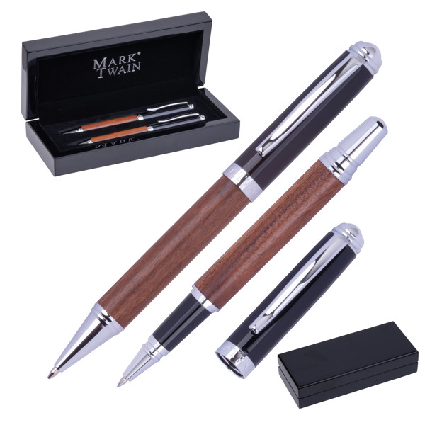 Mark Twain wood writing set LORENZO - Beige
