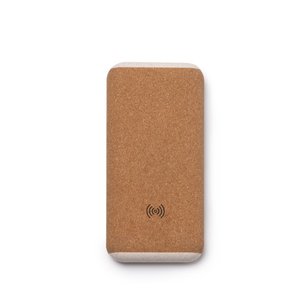 Personalised power bank in cork and wheat fibre 10,000 mAh with 15W wireless charging