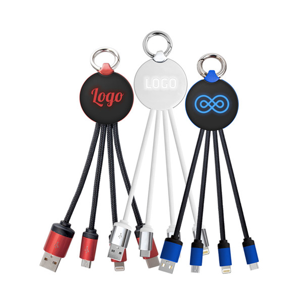 Charging USB cable LED 3in1 UC023 - WHITE