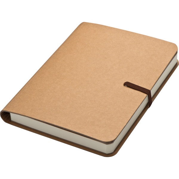 Notebook with brown rubber band, 120 sheets ALEJANDRA - Brown