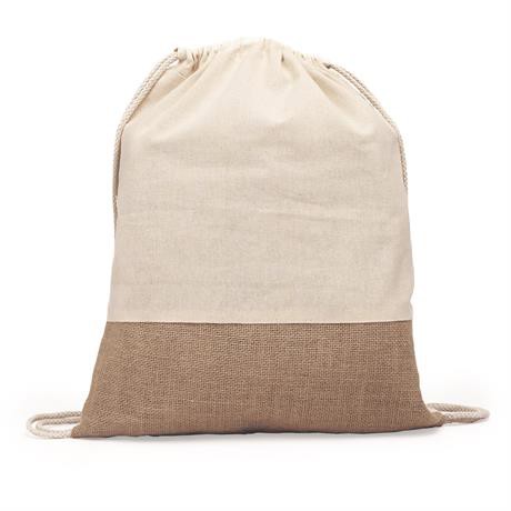 Personalised cotton and jute drawstring backpack 120 g/m²