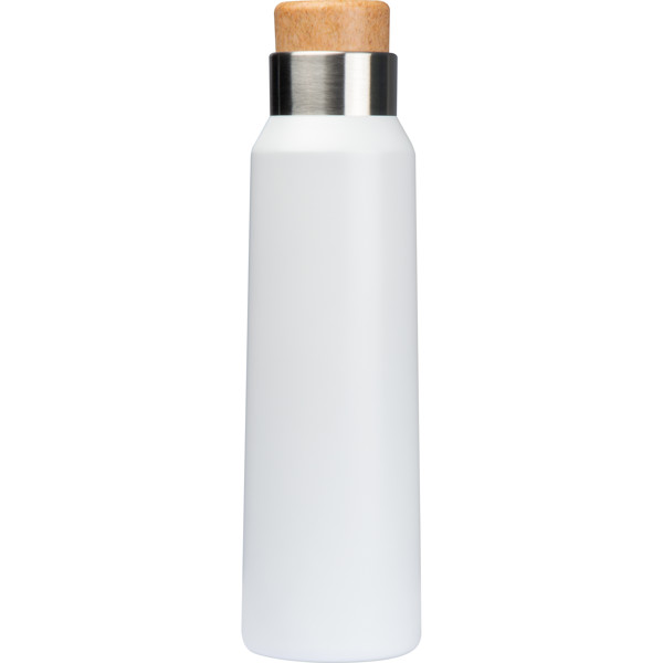 Thermos flask with wooden cap 500 ml ALESSANDRO - White