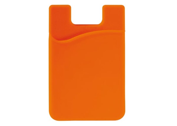 Porte-carte bancaire pour smartphone en silicone - Orange
