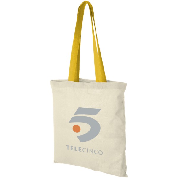 Shopper in cotone 100 g/m² con manici colorati Nevada - 7L - Natural / Giallo