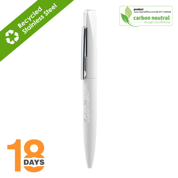 Slim, Twist Metal Ball Pen Stock White Matt / Shiny Silver / Matte White